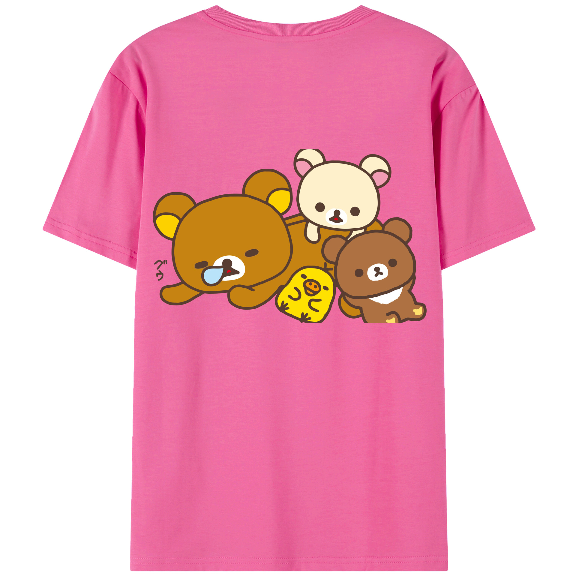 （画像用） リラックマ リラックマ キイロイトリ Rilakkuma Korilakkuma Kiiroitori レディース半袖Tシャツ(バックプリント)